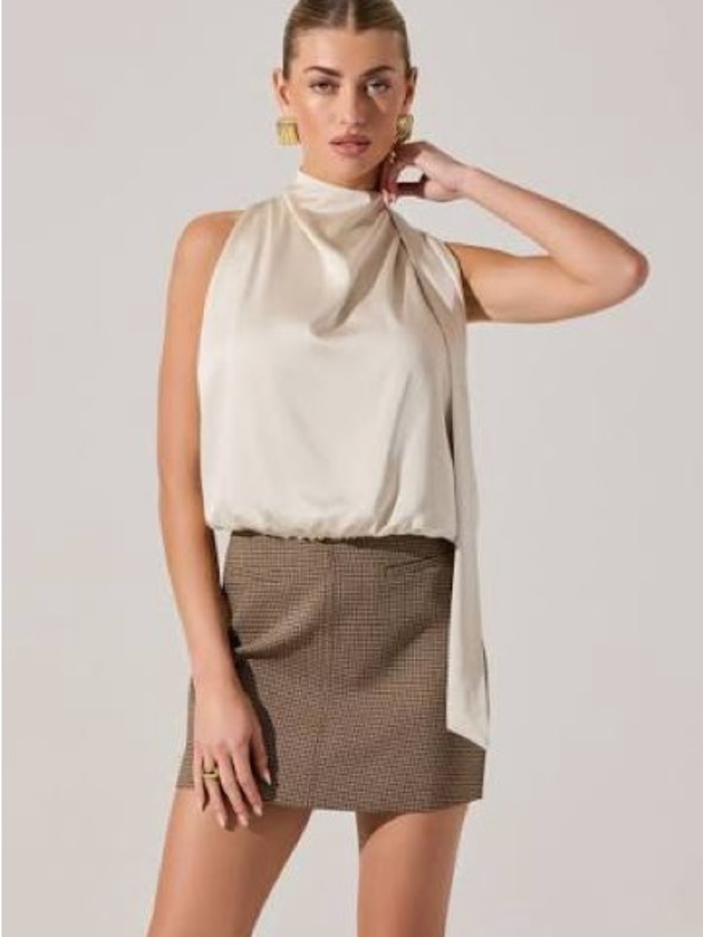 ASTR the Label Joleisa Satin High Neck Top
